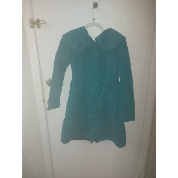Teal Peacoat Trench Coat M Xhilaration Indie Vanguard Boho Coquette Girl Classic - Picture 3 of 11